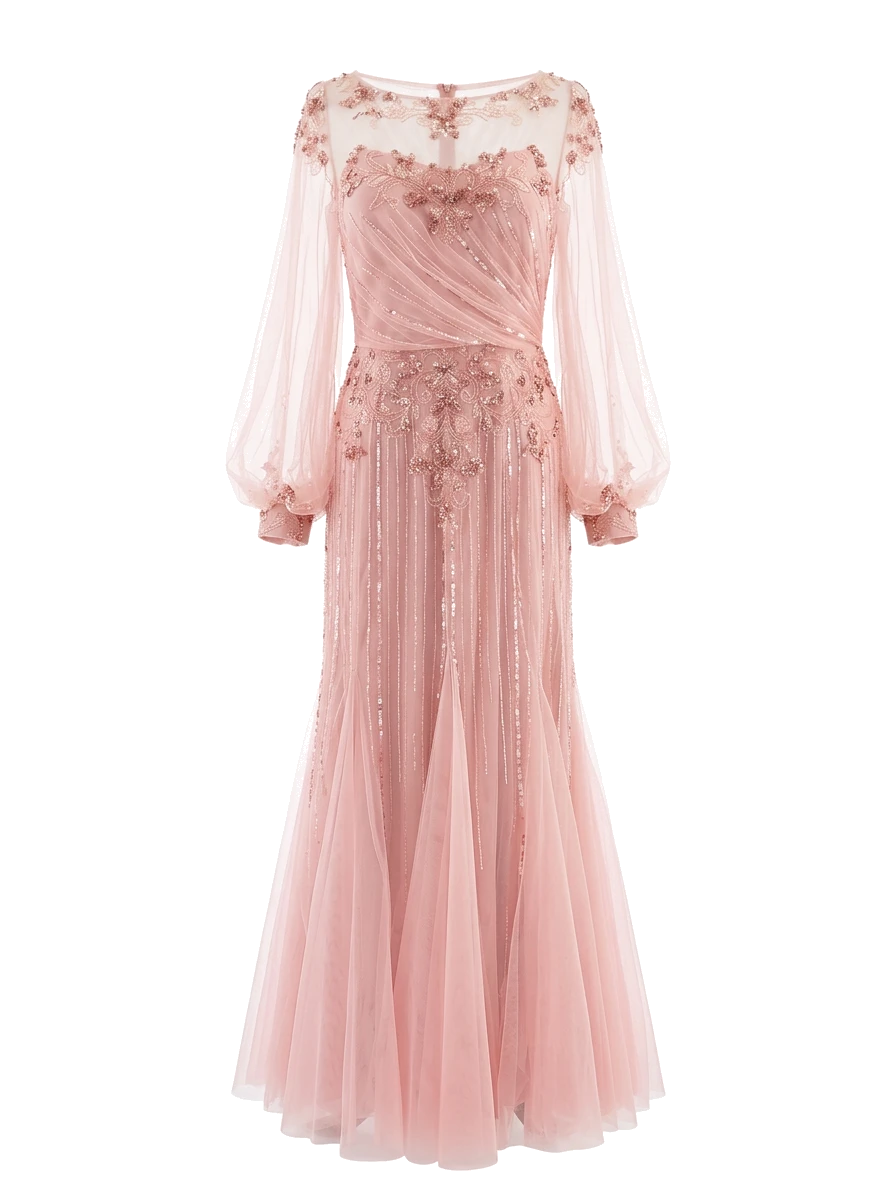 Pronovias Pink Polyester Evening Gown — 1