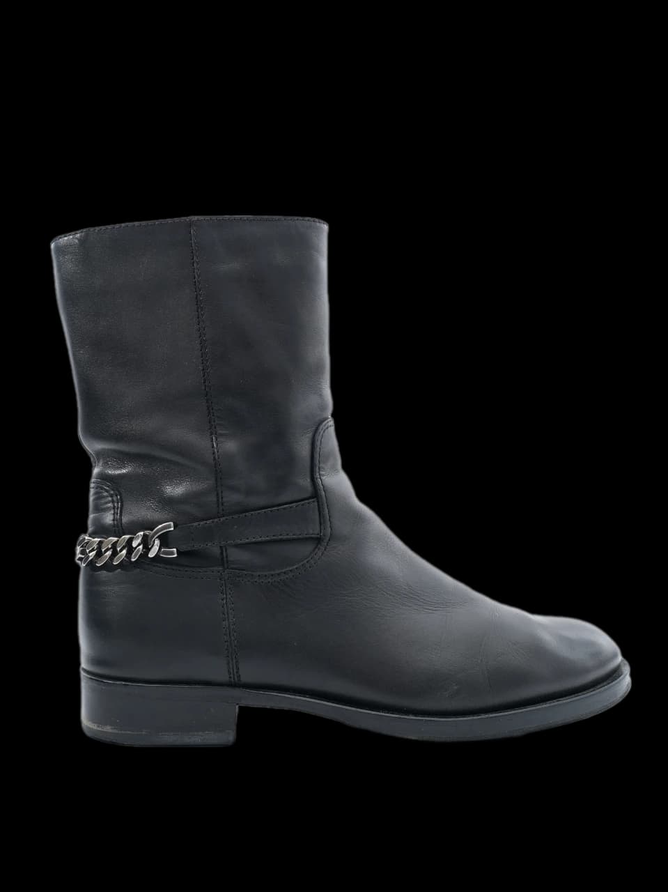 Emporio Armani Black Leather Ankle Boots