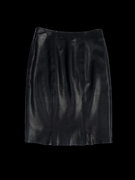 Balmain Black Leather Skirt — 1