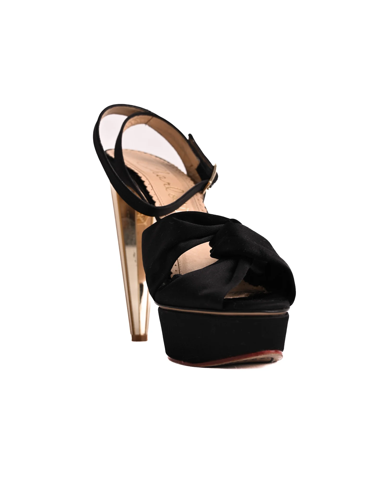 Charlotte Olympia Black Leather High Heel Pumps — 2