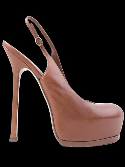 YSL Orange Leather Pumps