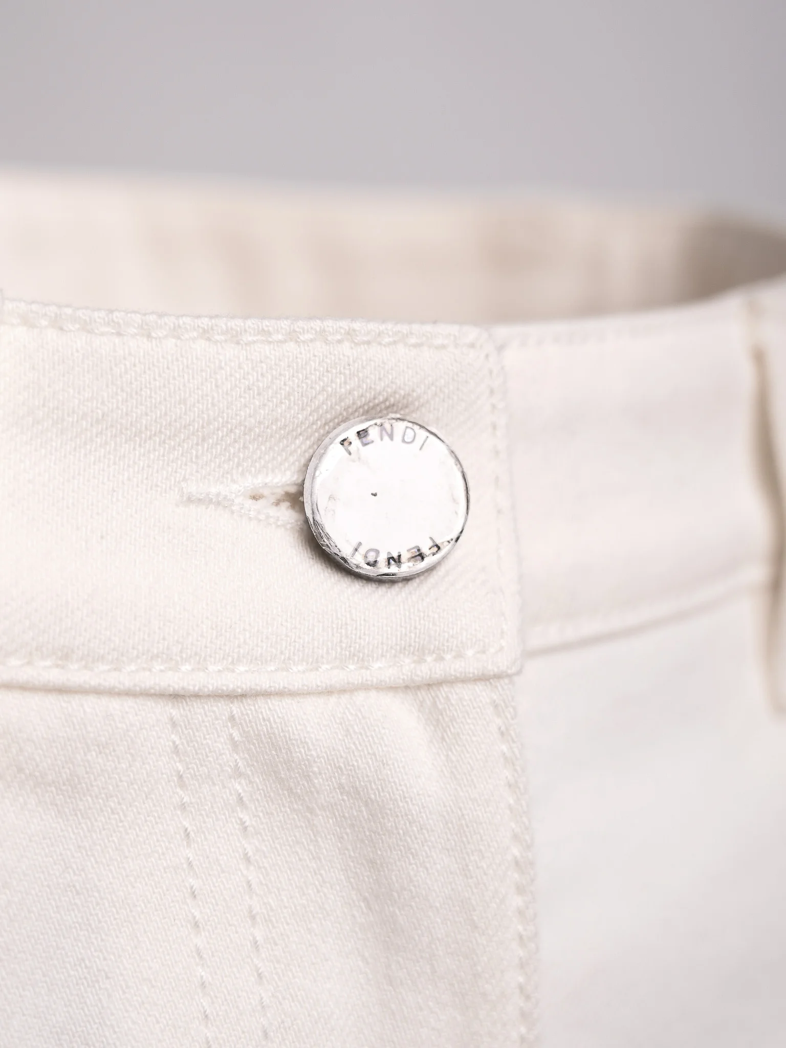 Fendi White Cotton Casual Trousers — 2