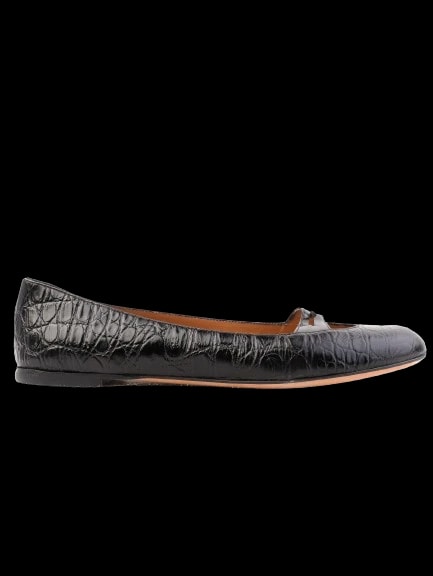 Vicini Black Leather Ballet Flats — 1