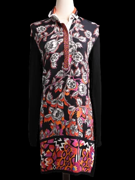 VDP Black Cotton Long Sleeve Dress