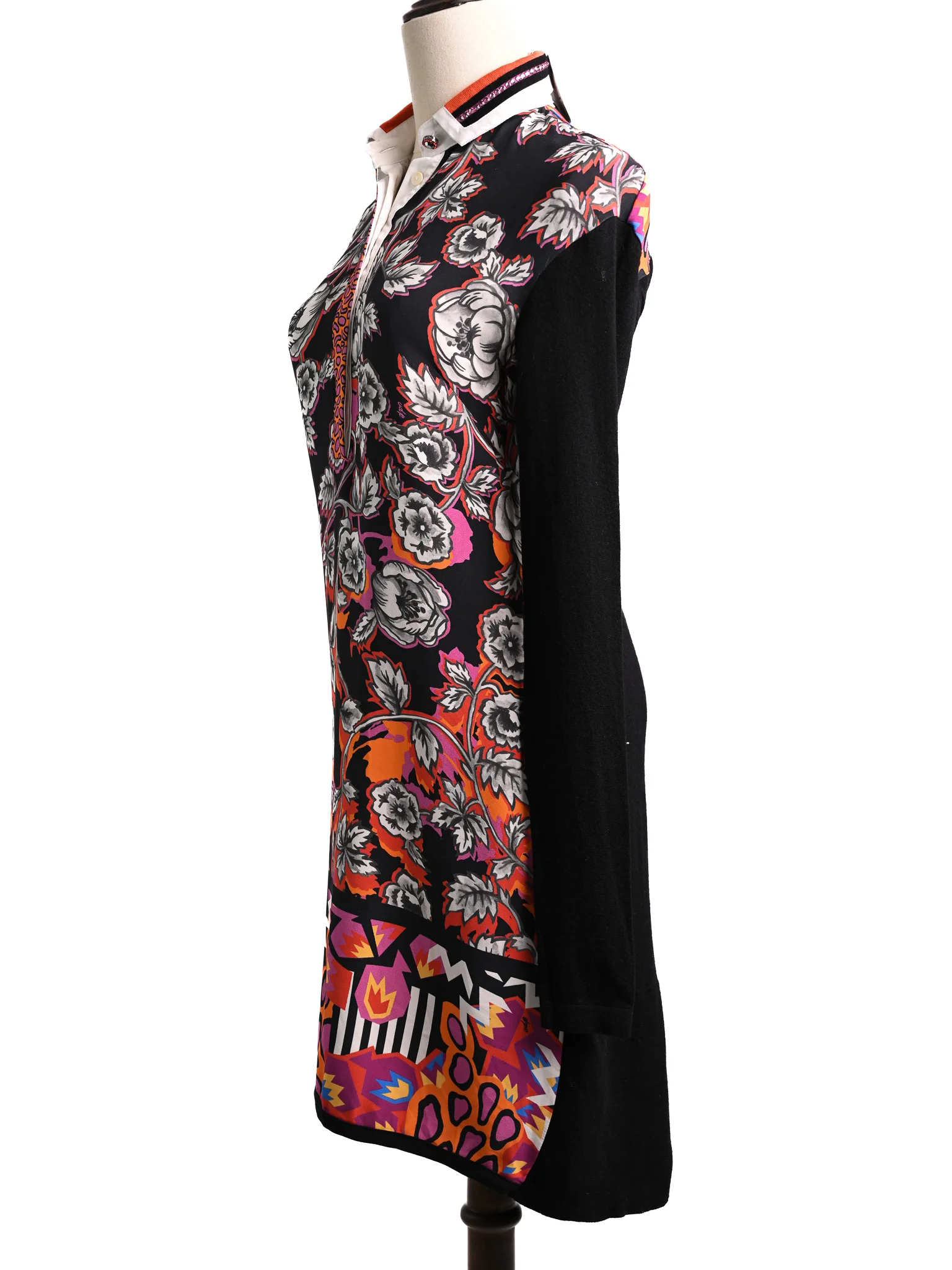 VDP Black Cotton Long Sleeve Dress — 2