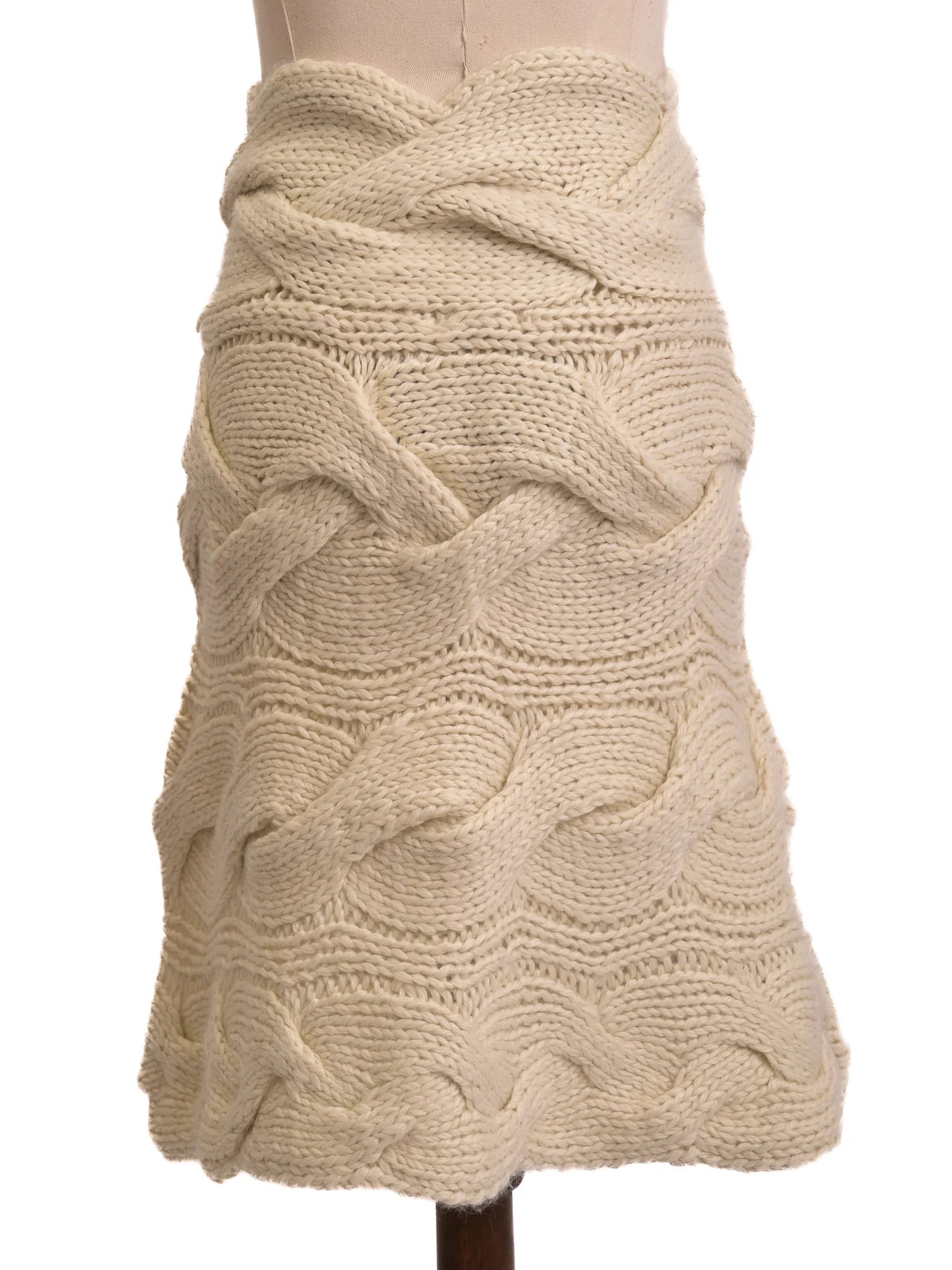 United Colors of Benetton White Wool A-Line Skirt — 3