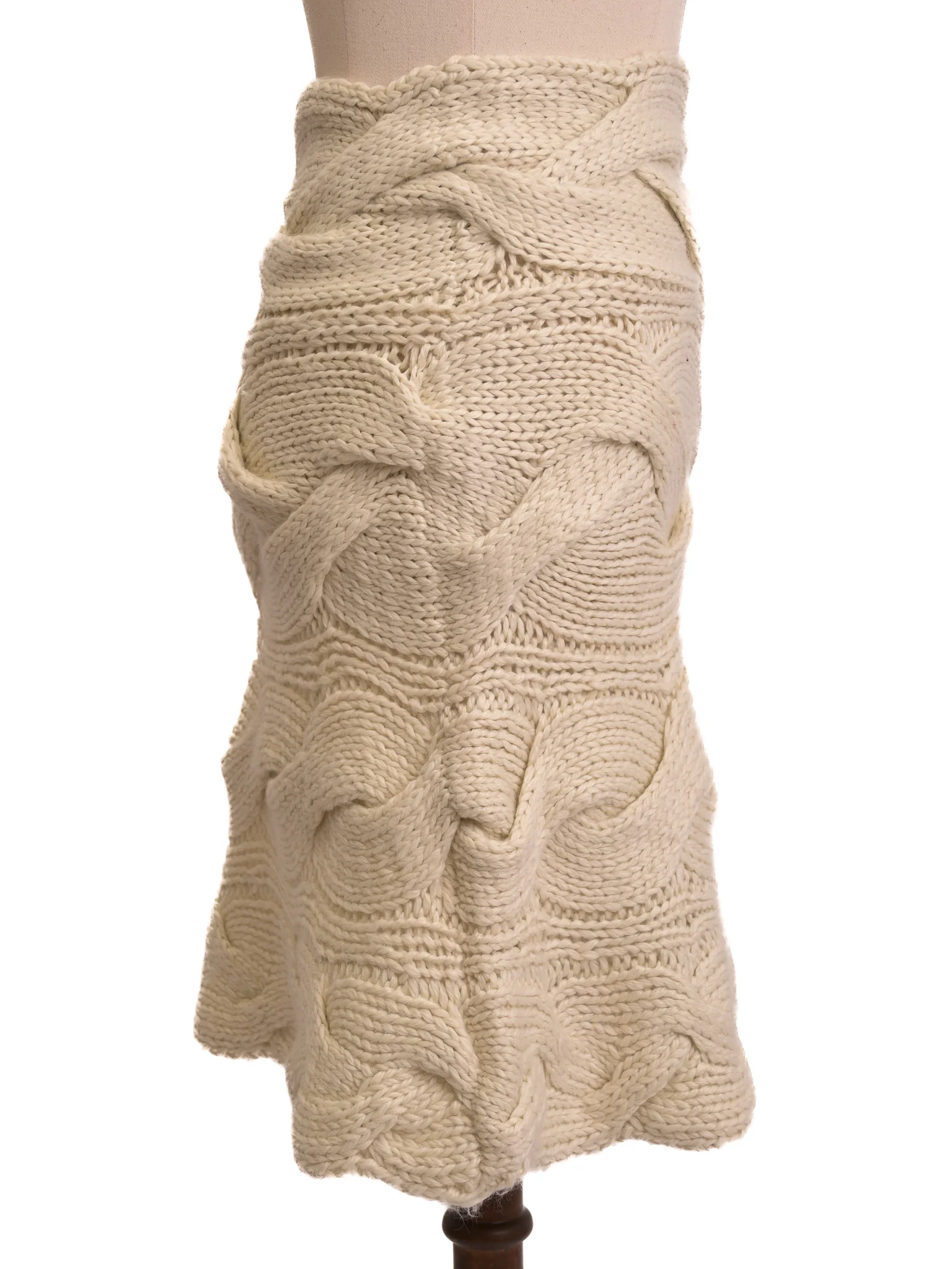 United Colors of Benetton White Wool A-Line Skirt — 2