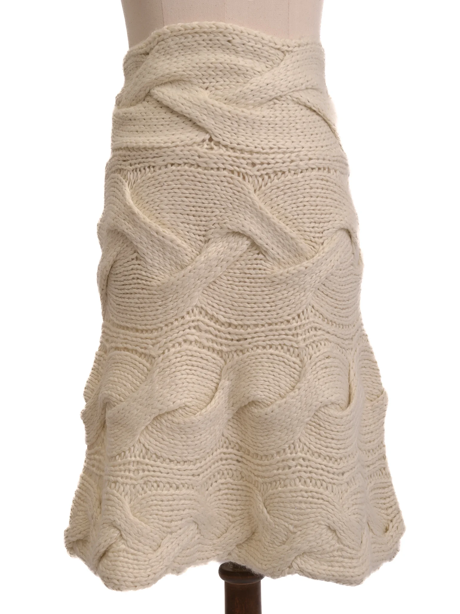 United Colors of Benetton White Wool A-Line Skirt — 3