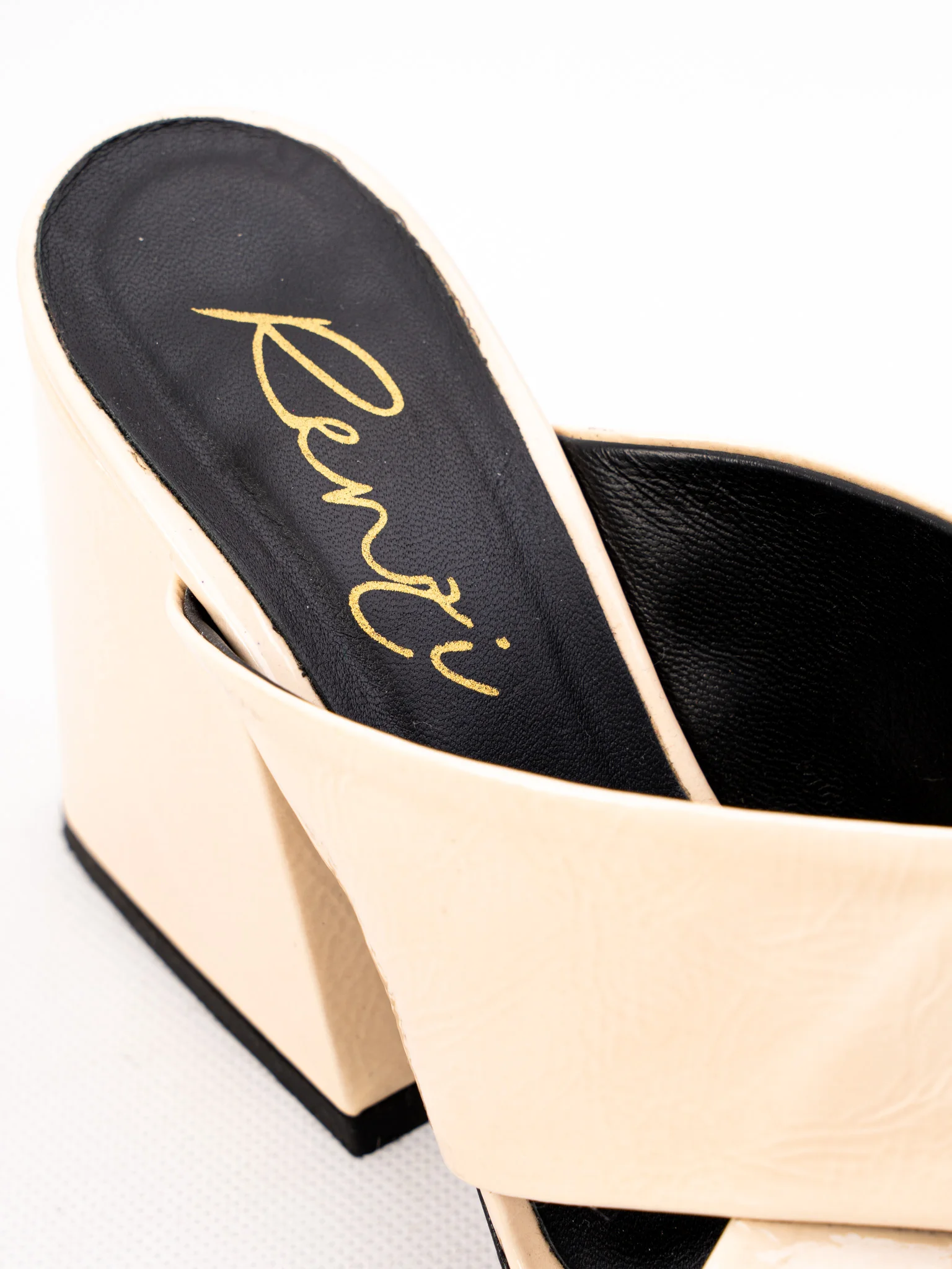 R&Renzi White Leather Platform Sandals — 3