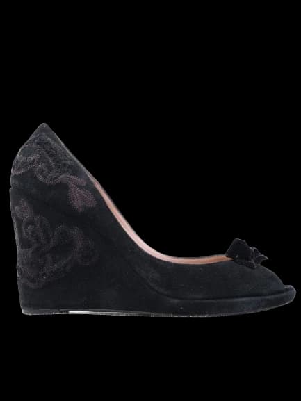 Oscar de la Renta Black Leather Pumps