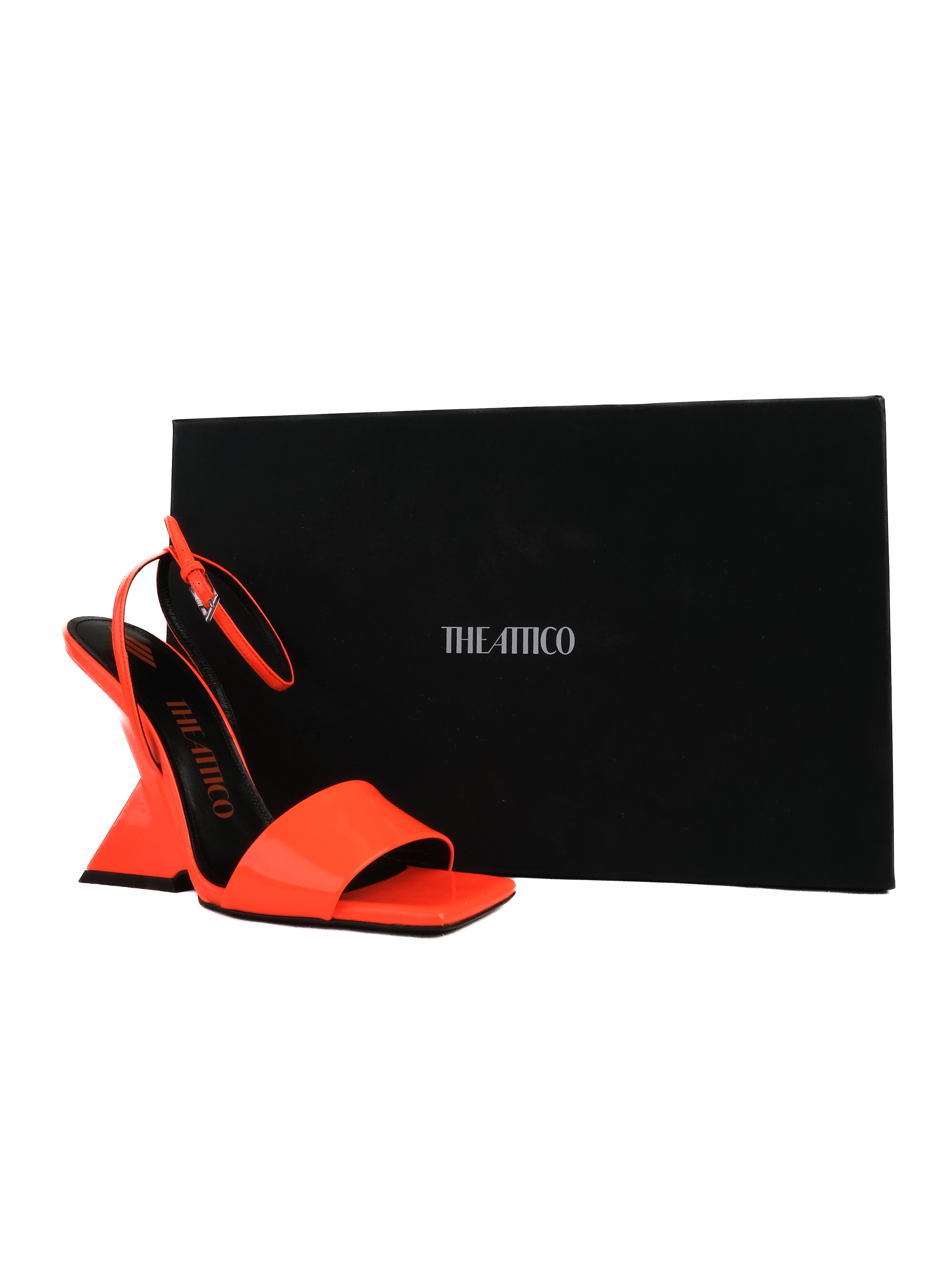 The Attico Orange Leather Sandals — 2