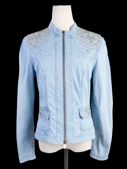 Elisa Fanti Blue Cotton Denim Jacket — photo 1