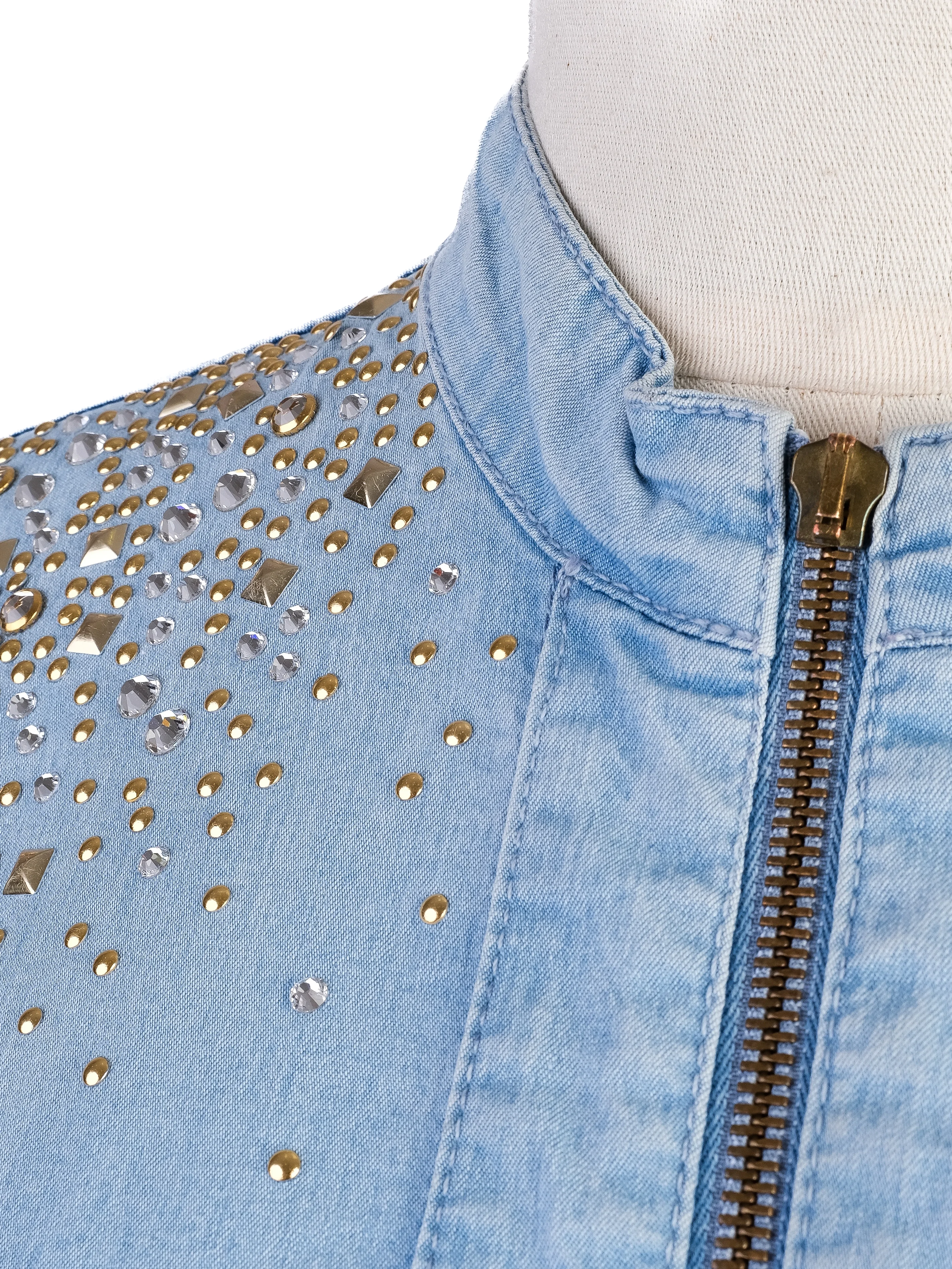 Elisa Fanti Blue Cotton Denim Jacket — 3