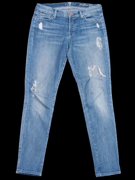 For all 7 mankind Blue Cotton Mom Jeans