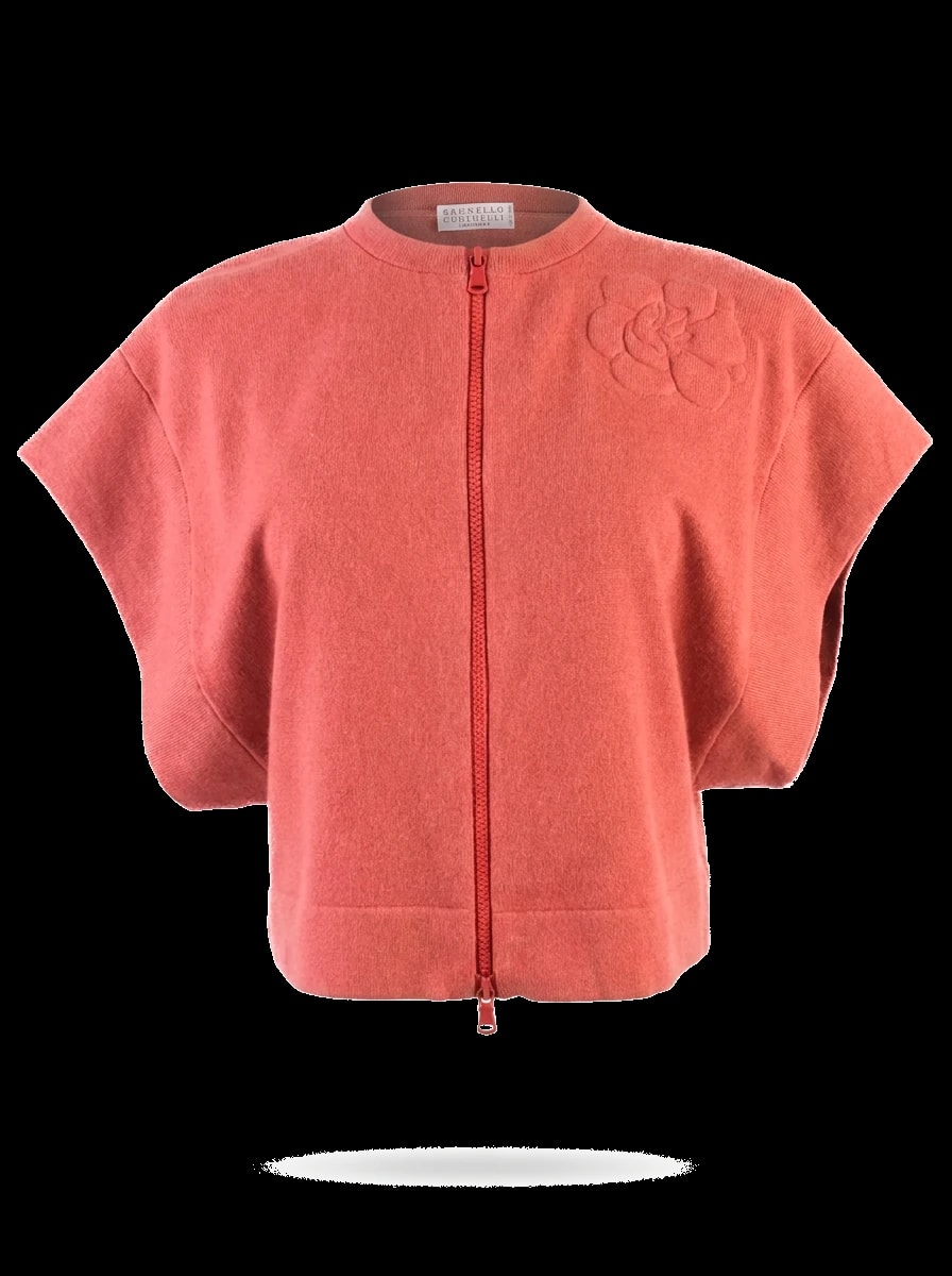 Brunello Cucinelli Orange Cashmere Cardigan — 1