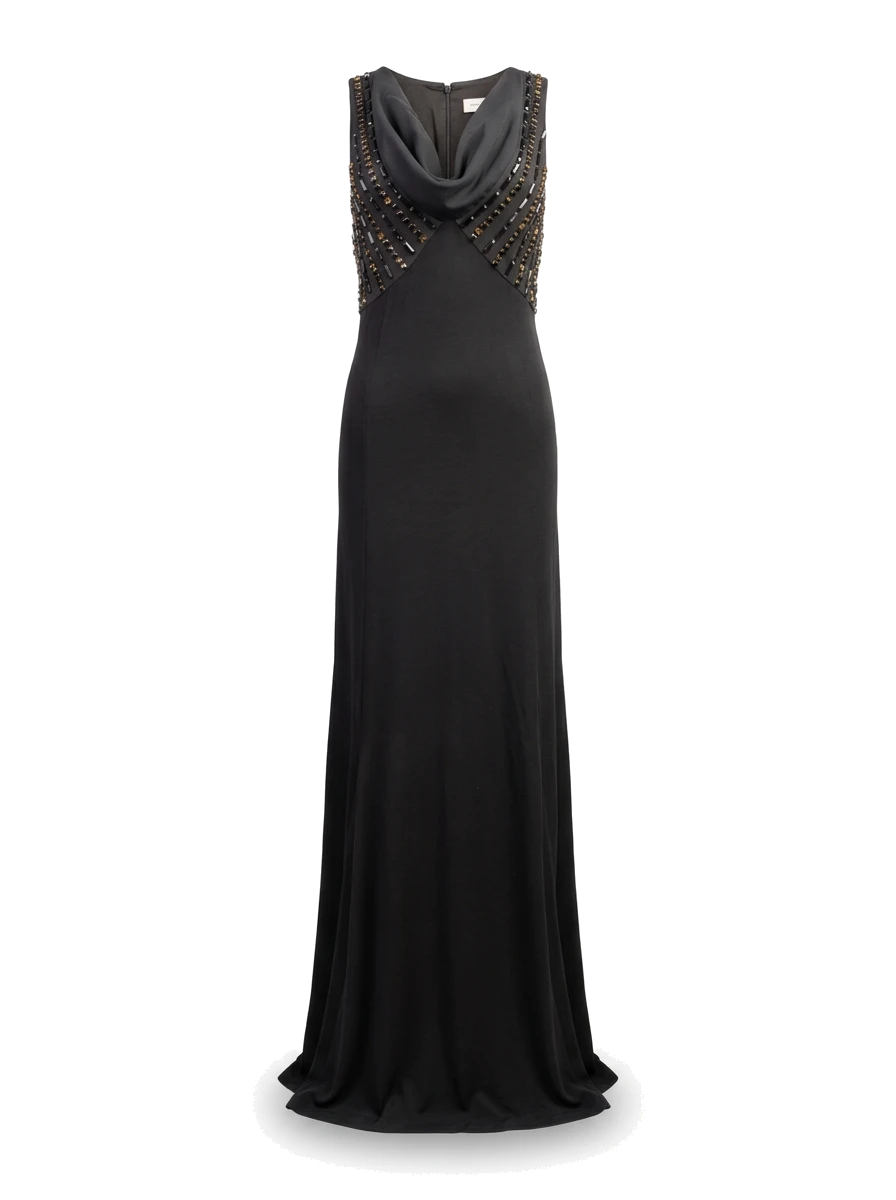 Pierre Cardin Black Viscose Maxi Dress — 1