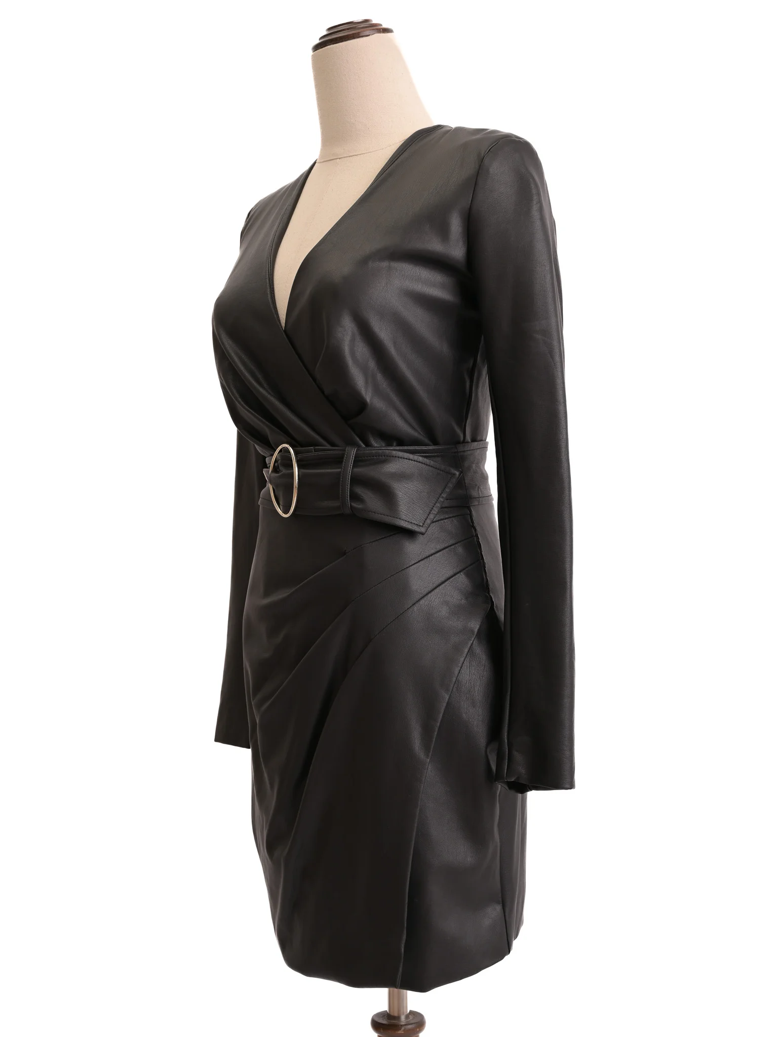Guess Black Viscose Leather Dress — 2