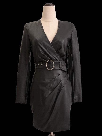 Guess Black Viscose Leather Dress — 1