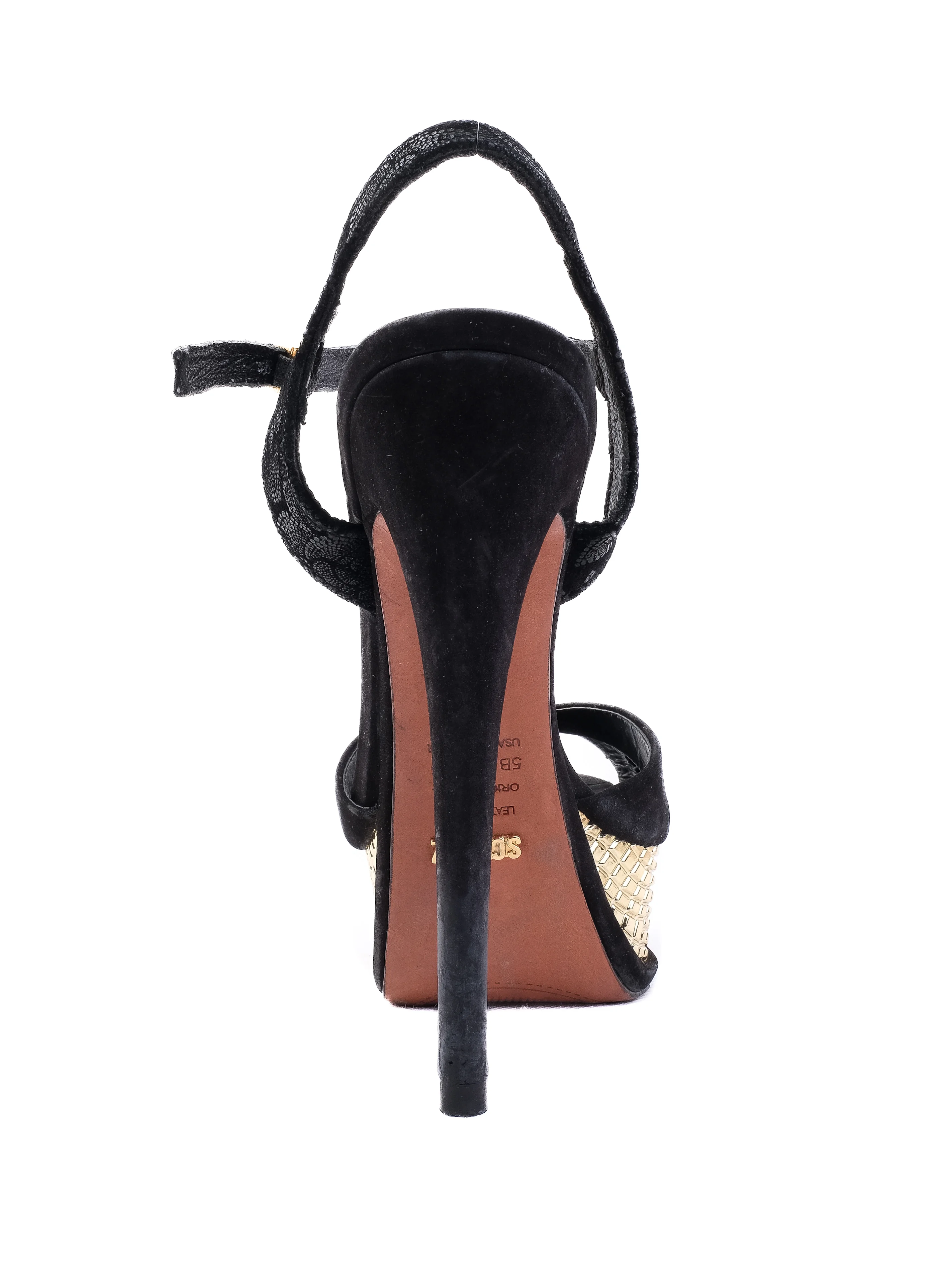 Schutz Black Leather High Heel Sandals — 3