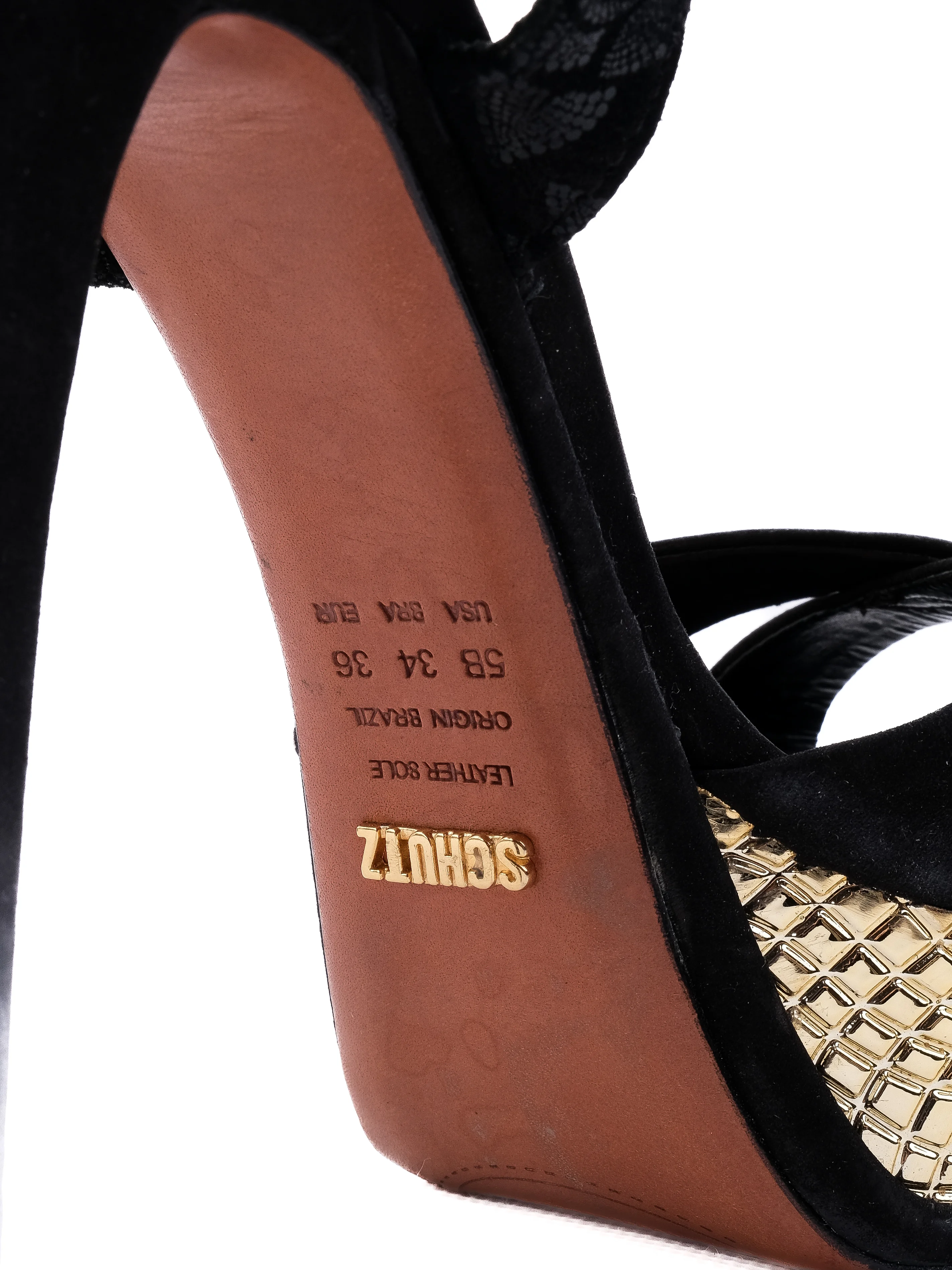 Schutz Black Leather High Heel Sandals — 2