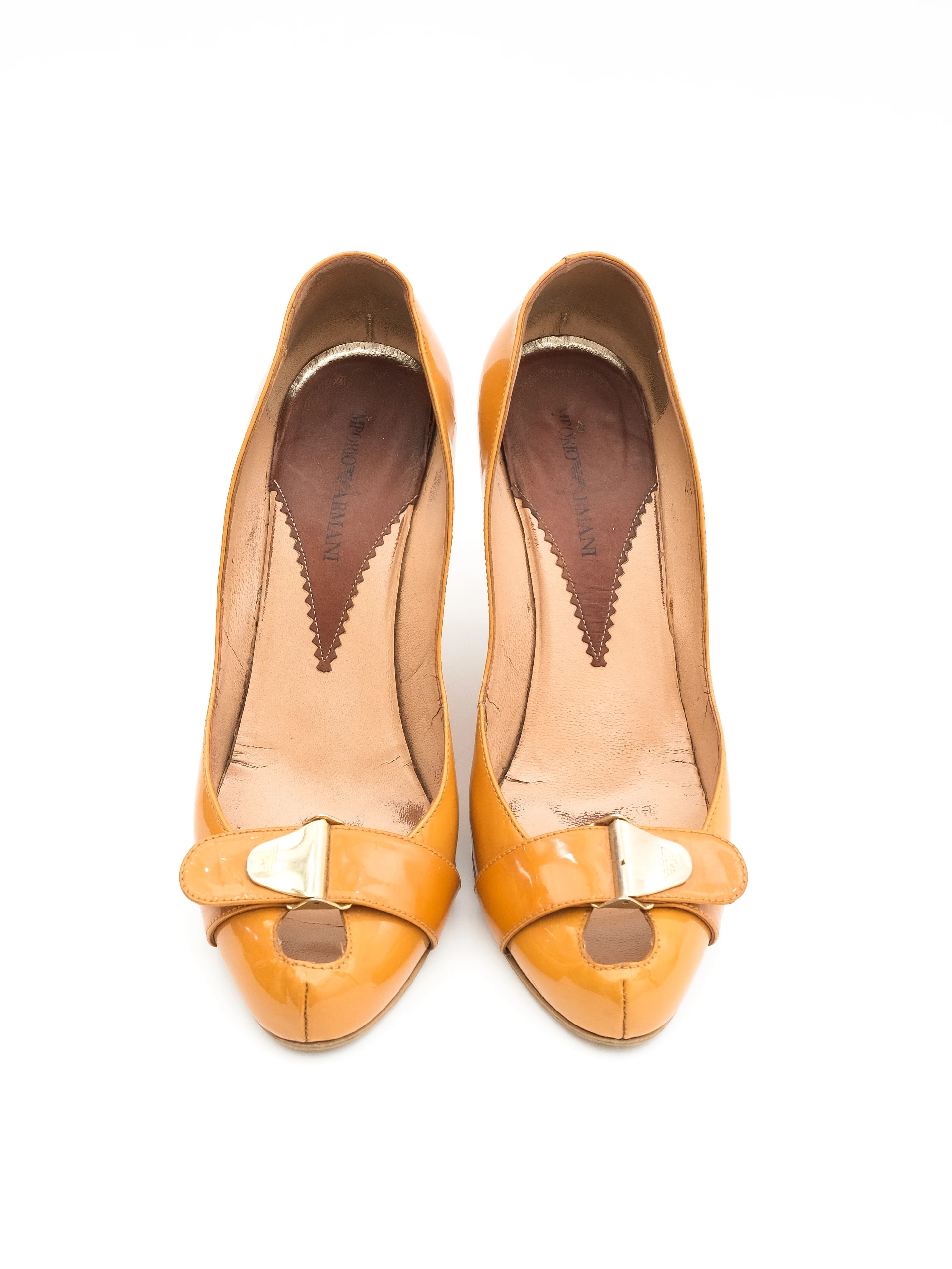 Emporio Armani Orange Leather Pumps — 2