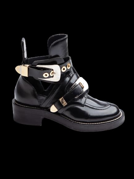 Balenciaga Black Leather Ankle Boots