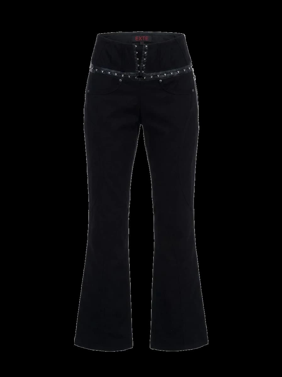 Exte Black Cotton Casual Trousers — photo 1