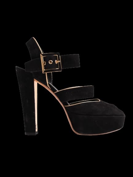 Louis Vuitton Black Genuine suede High Heel Sandals