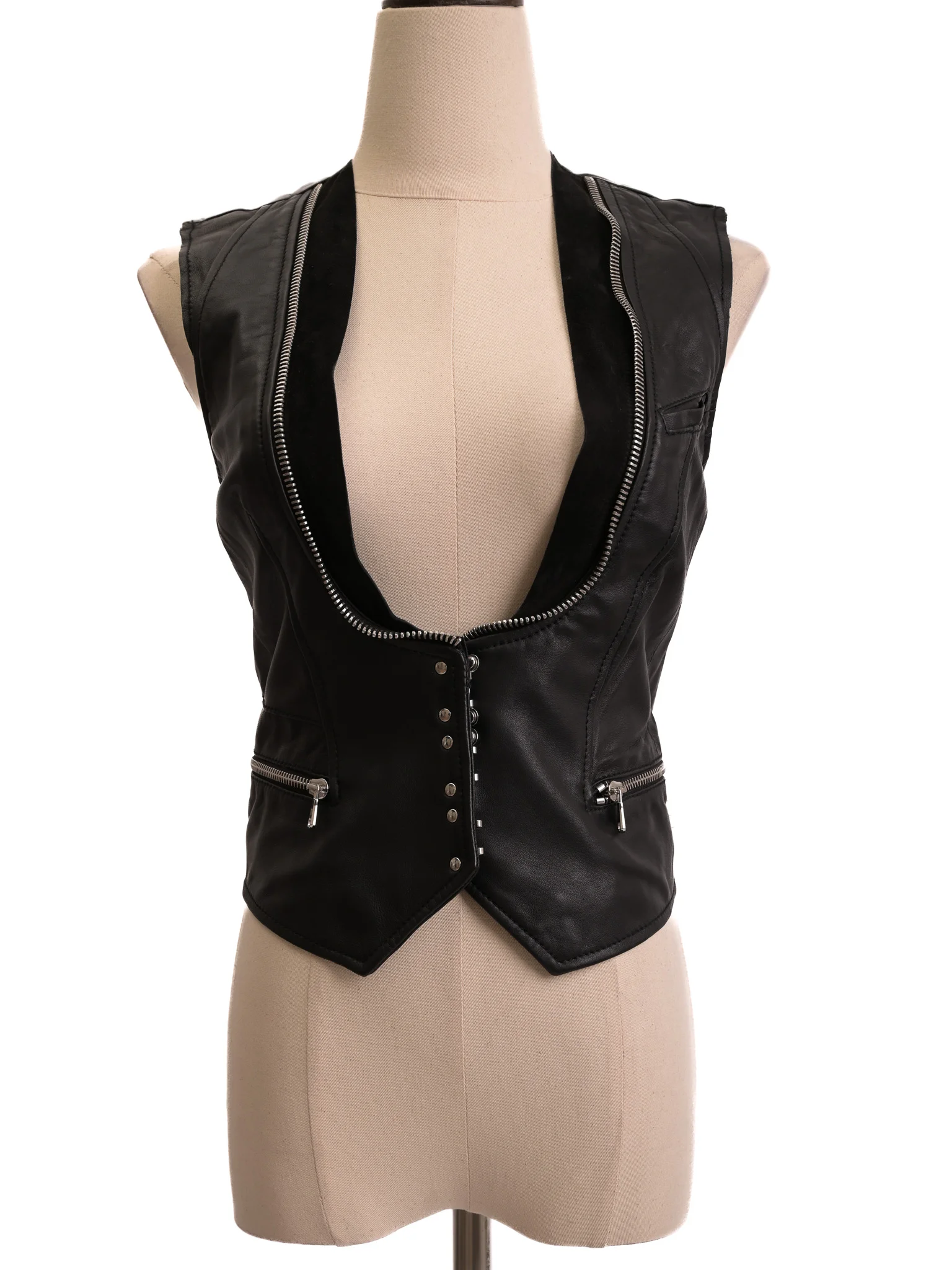 Balmain Black Leather Vest — 3