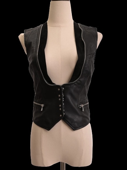 Balmain Black Leather Vest — 1