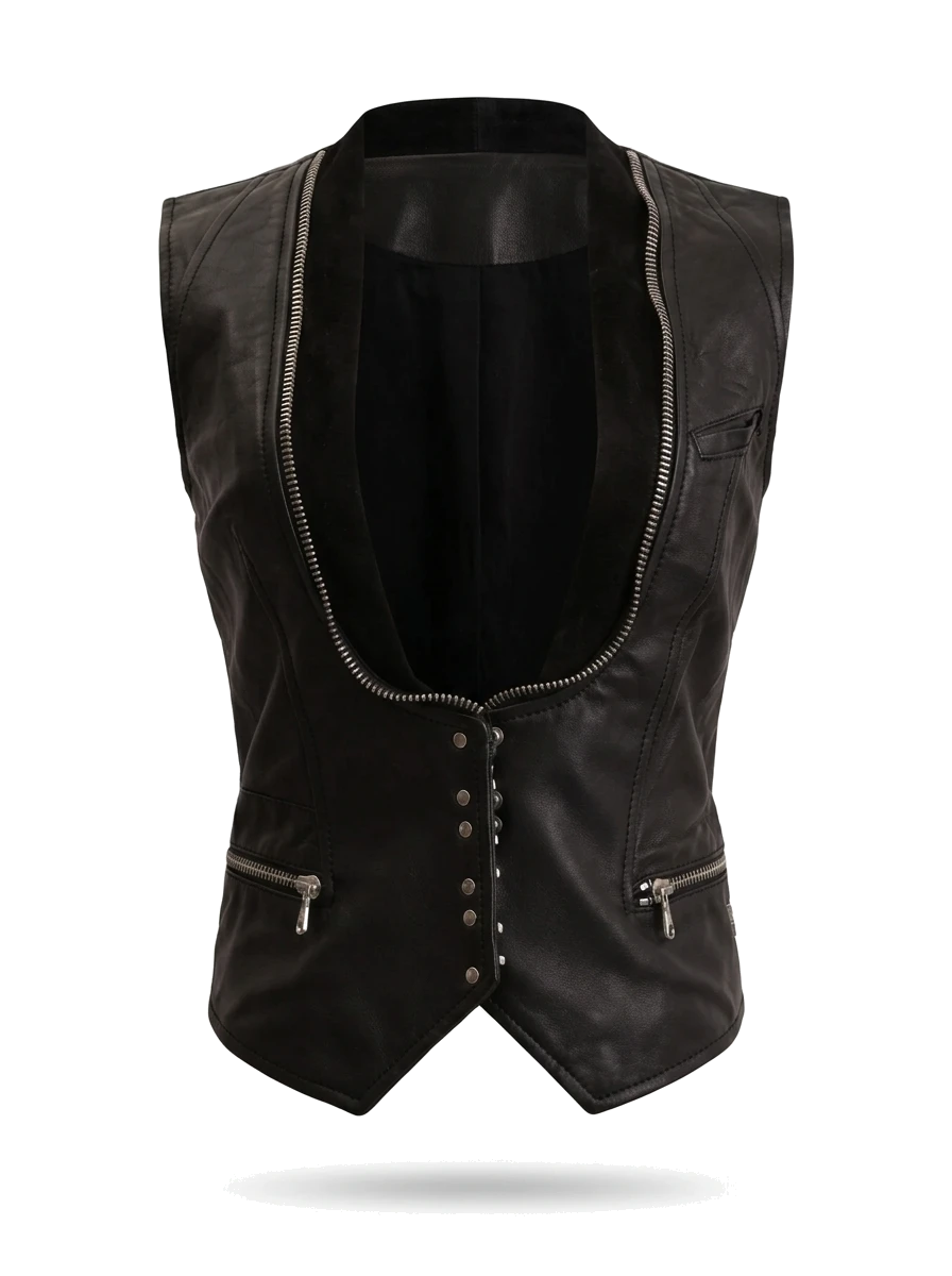 Balmain Black Leather Vest — 1