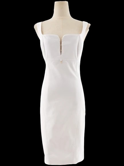 Elisabetta Franchi White Cotton Cocktail Dress — 2