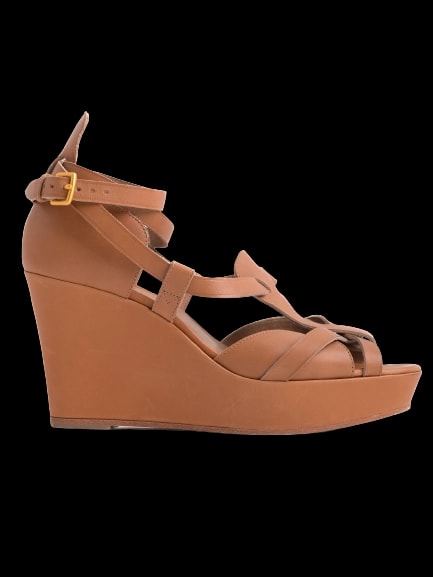 Hermes Orange Leather Platform Sandals — 1
