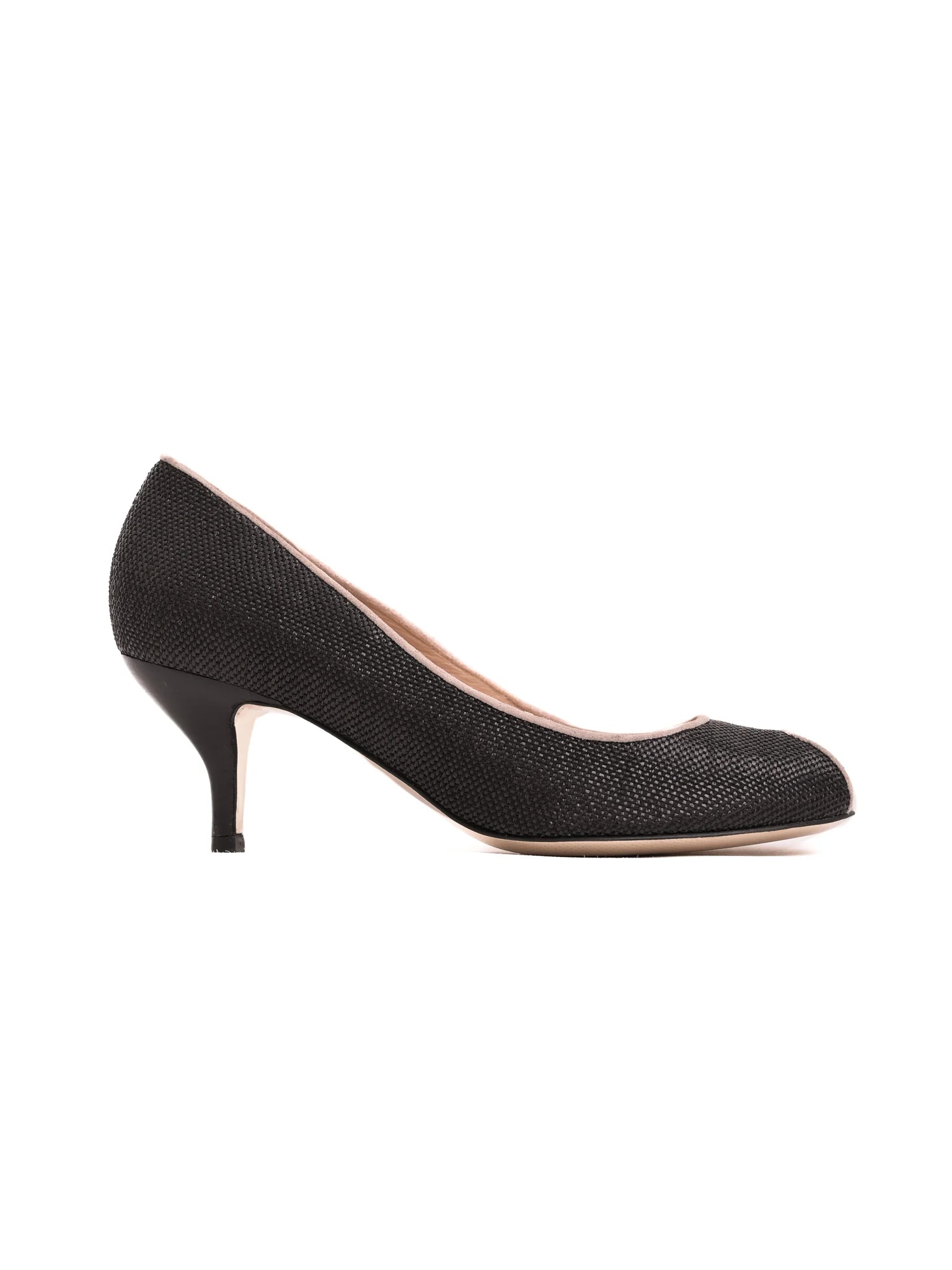 Fabi Black Leather Low Heel Pumps — 2