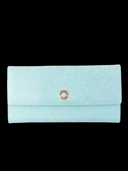 Designer Blue Leather Clutch — 1