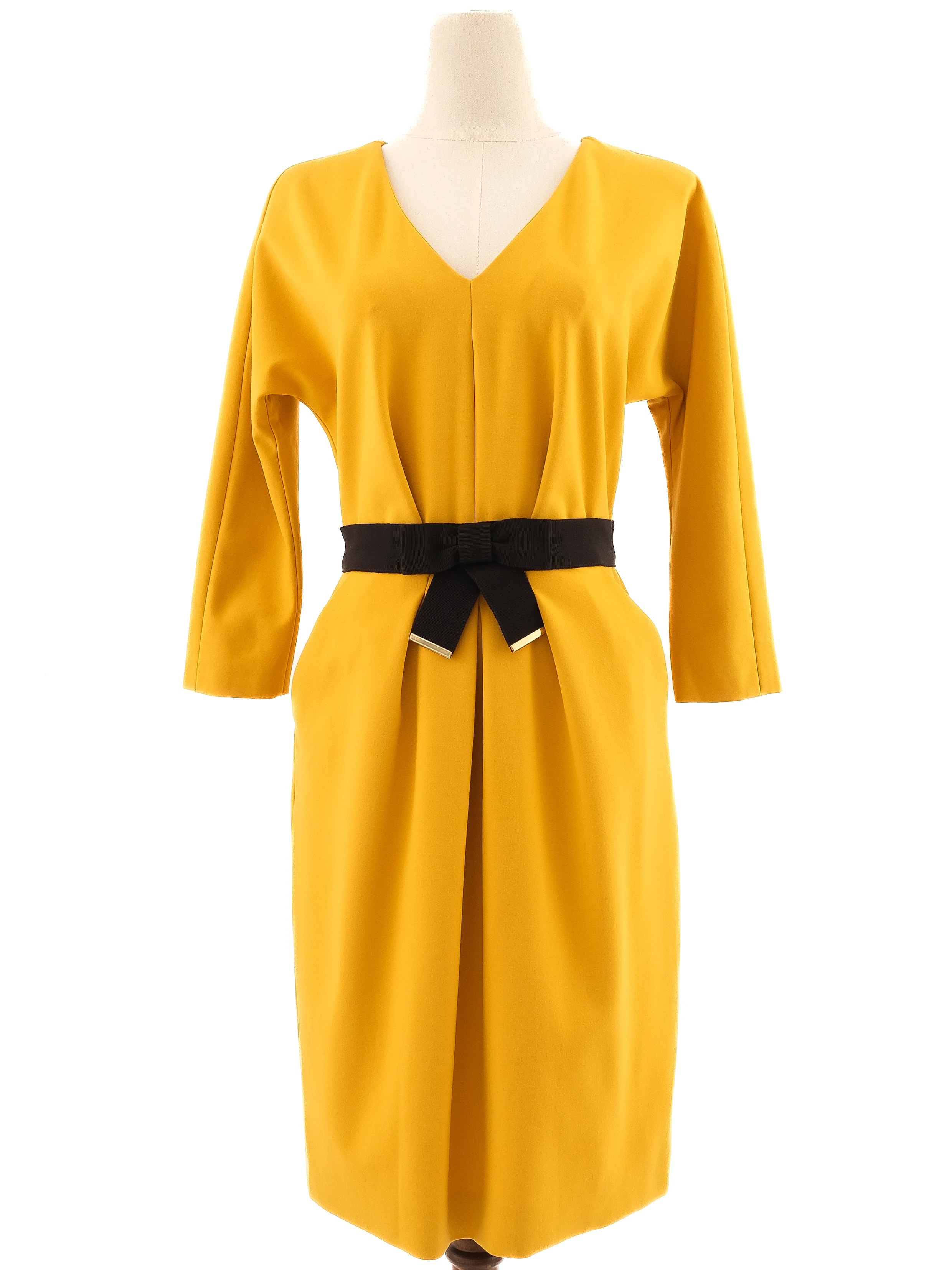 Luisa Spagnoli Yellow Viscose Cocktail Dress — 2