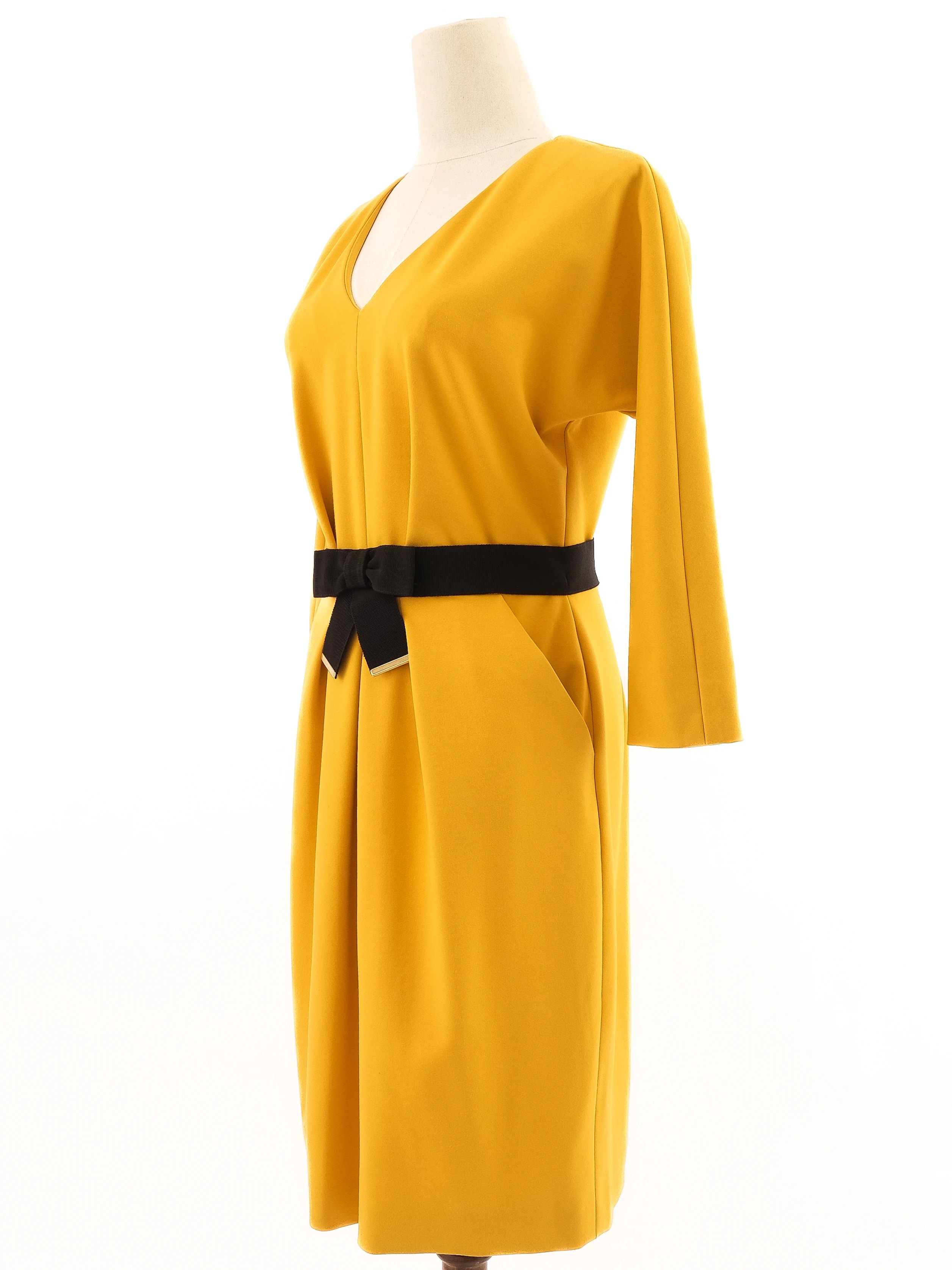 Luisa Spagnoli Yellow Viscose Cocktail Dress — 3