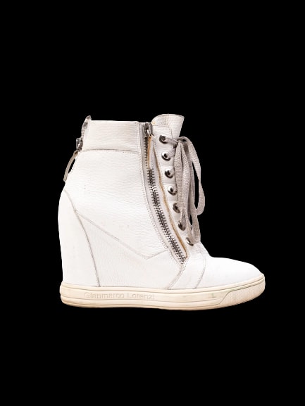 Gianmarco Lorenzi White Leather Canvas Sneakers — 1