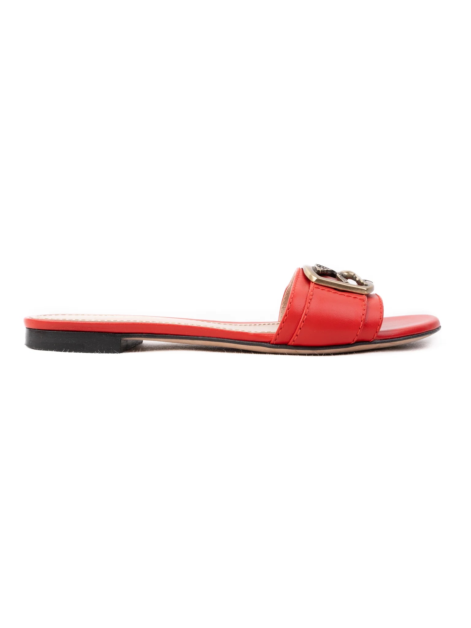 Etro Red Leather Slides — 2