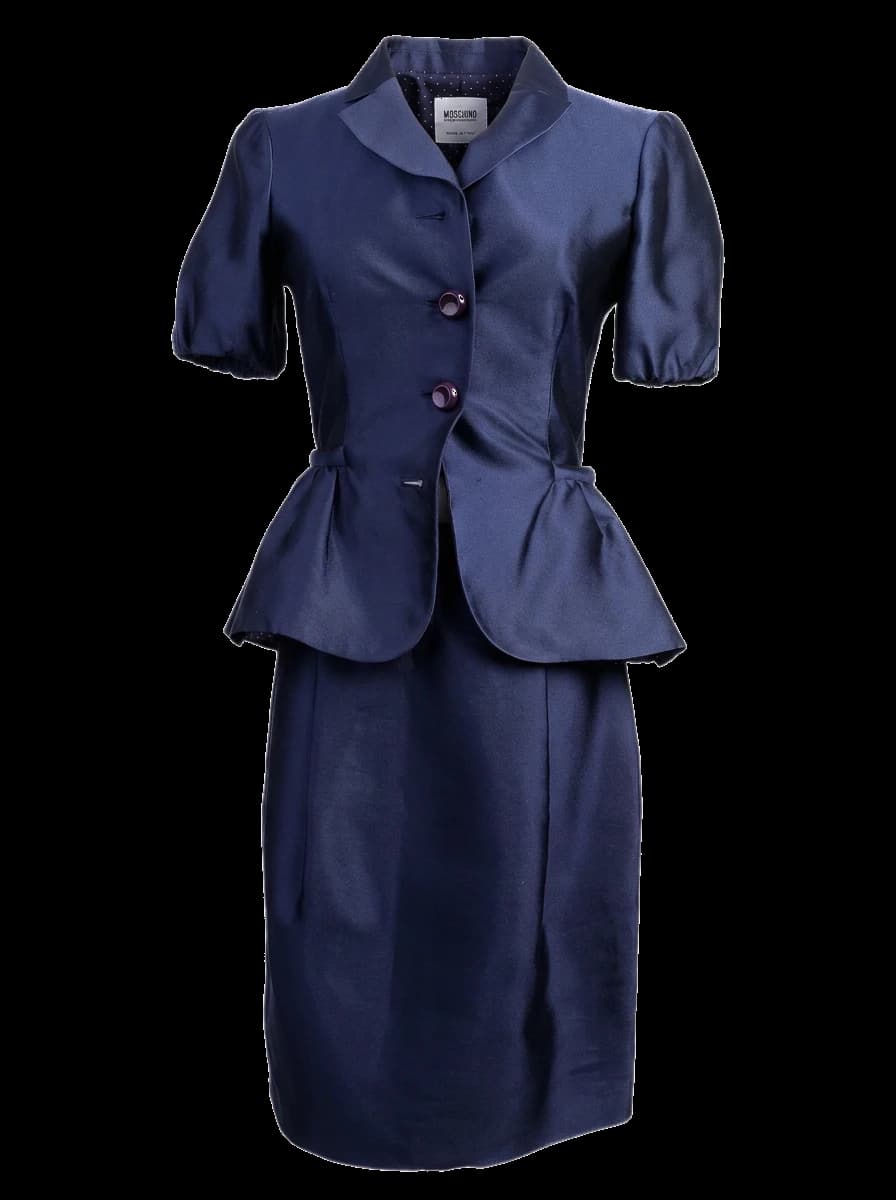 Moschino Blue Polyester Skirt Suit