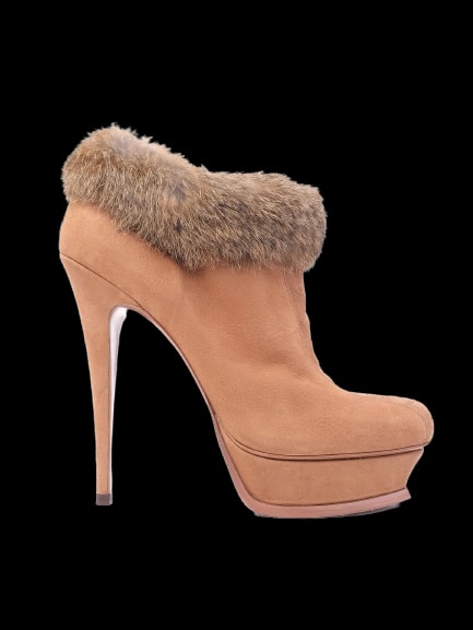 YSL Orange Leather Ankle Boots — 1