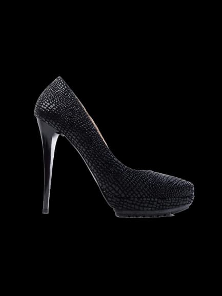 Renzoni Black Leather High Heel Pumps