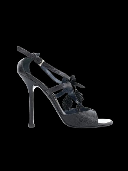 GF Ferre Black Leather Sandals — 1