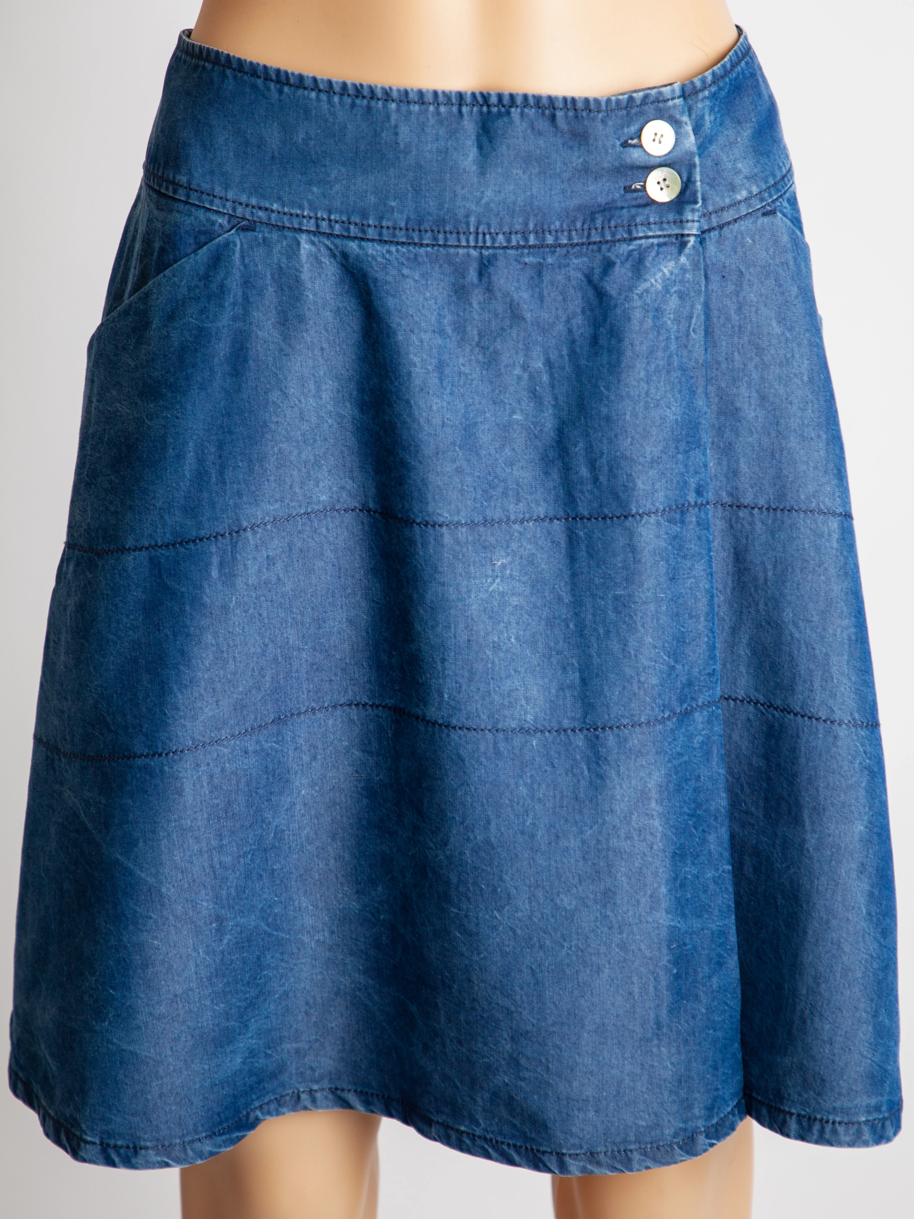 Emporio Armani Blue Cotton Denim Skirt — 2