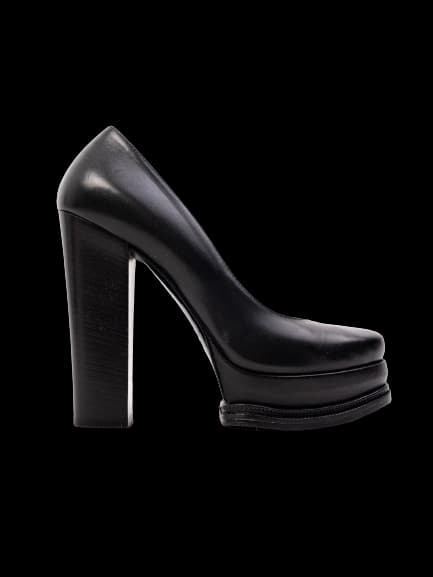 R&Renzi Black Leather High Heel Pumps