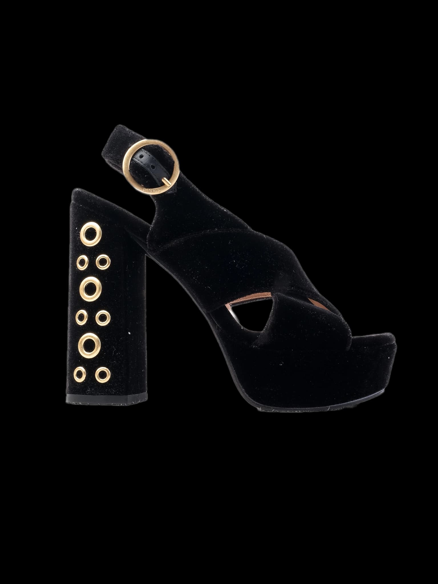 Pinko Black Leather High Heel Sandals — photo 1