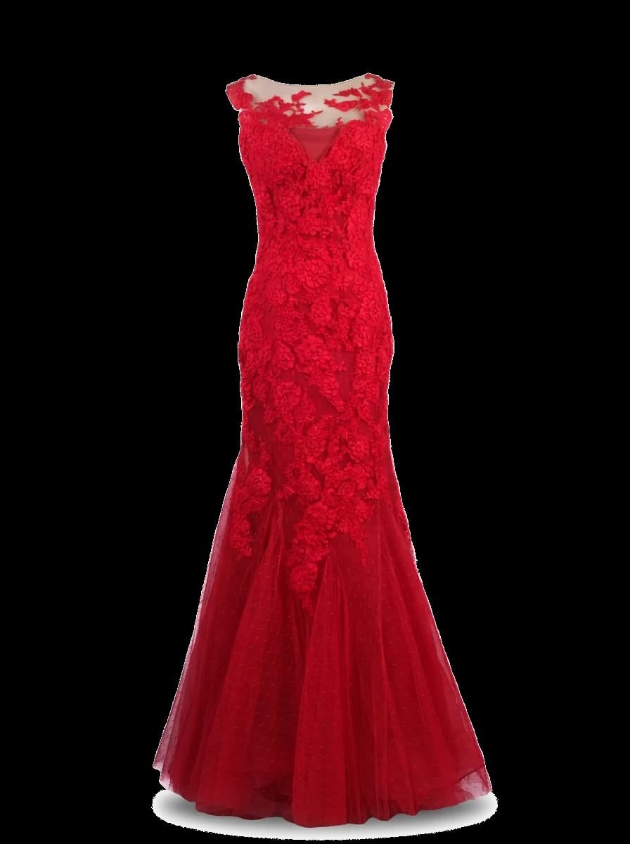 Pronovias Red Polyester Evening — photo 1