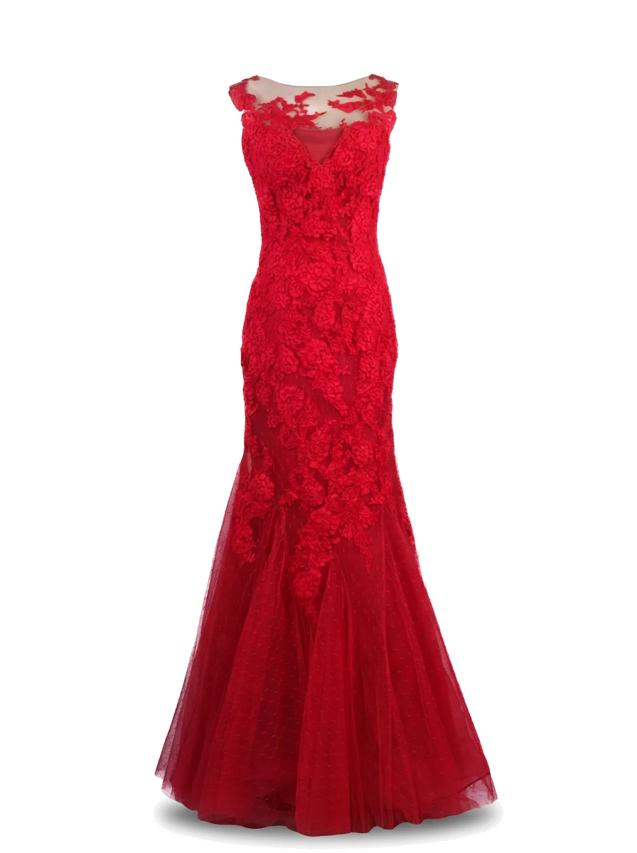 Pronovias Red Polyester Evening — 1