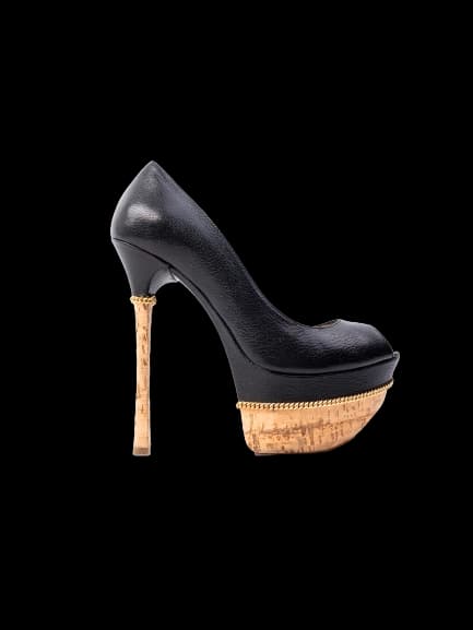 Gianmarco Lorenzi Black Leather High Heel Pumps