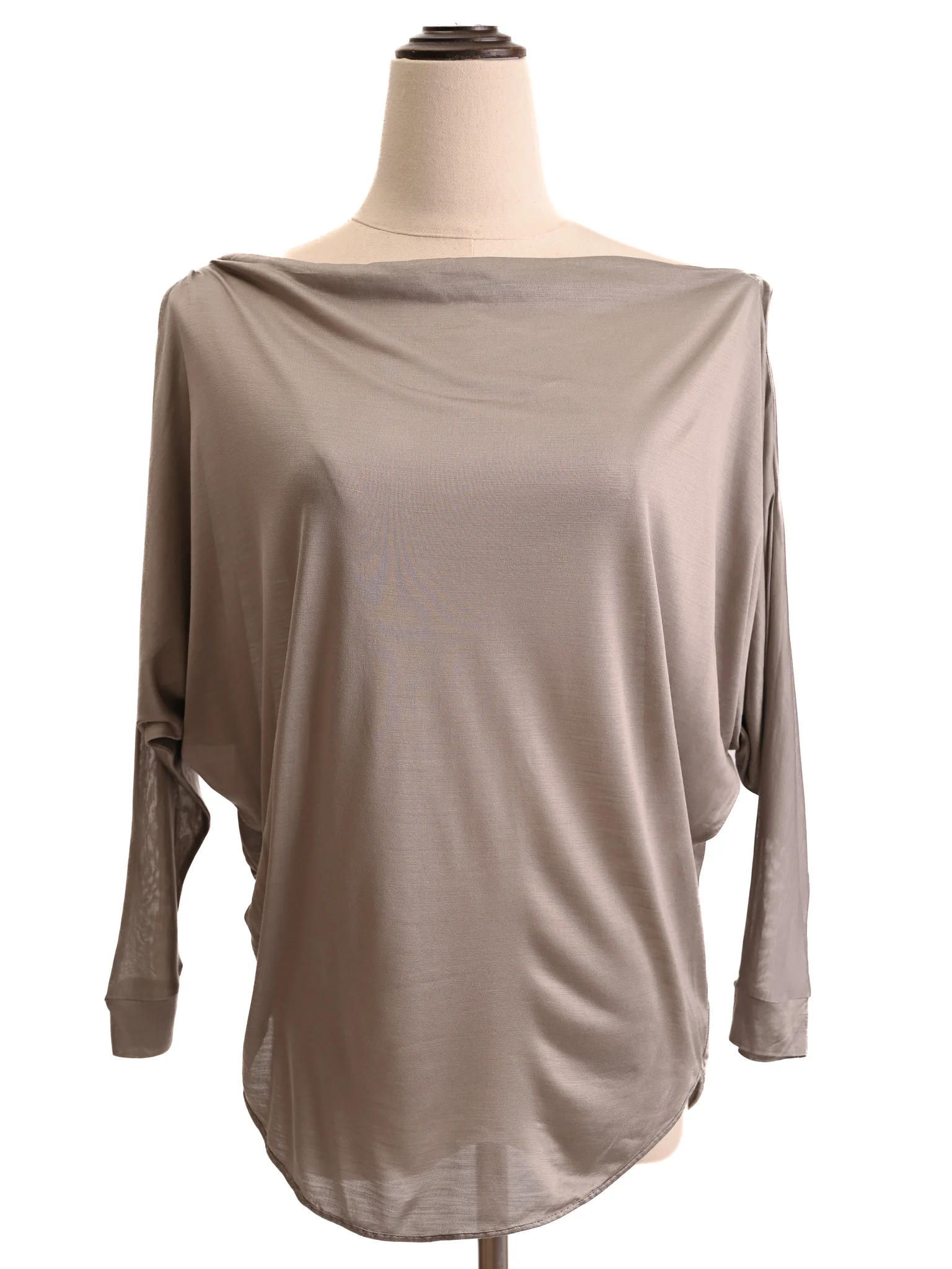 Victoria Bekcham Gray Silk T-Shirt — 2